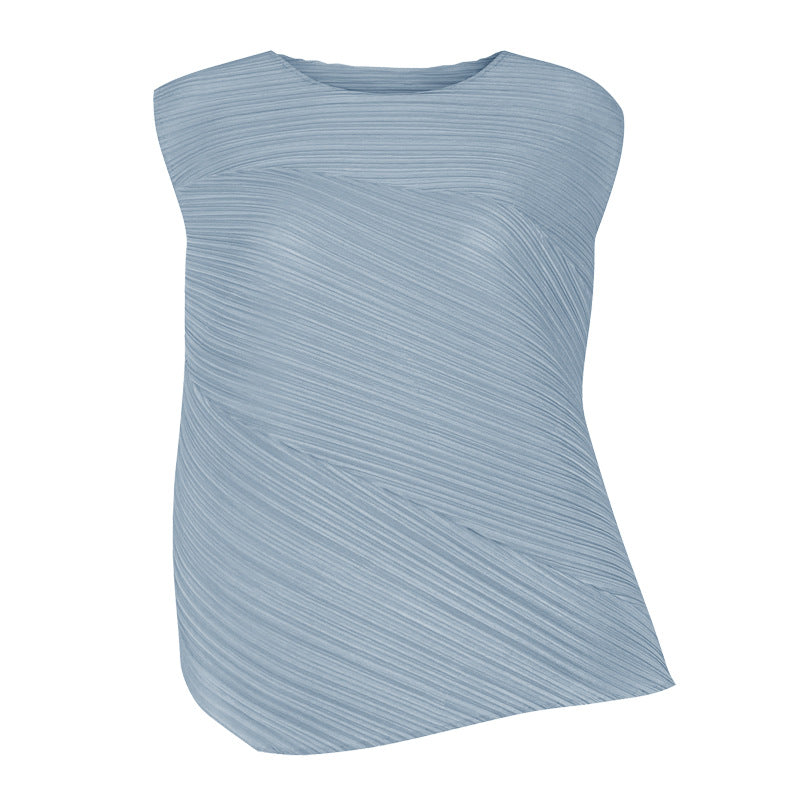 Irregular Design Simple Sleeveless round Neck Shirt Women's Vest Inner Wear