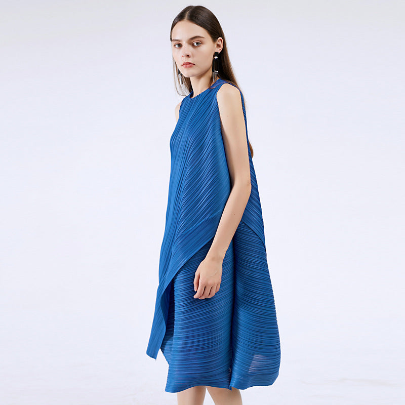 Grade Sense Dress plus Size One Sleeveless Solid Color Loose-Fitting Mid-Length Dress Women