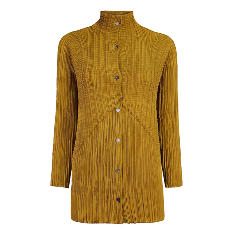 Long Sleeve Peplum Top Simple Solid Color Shirt Women's Loose Tencel Cardigan Jacket