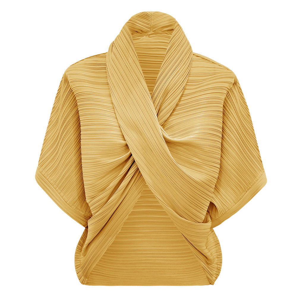 Personality Slim Fit Top Solid Color Batwing Sleeve Scarf Collar Women's T-shirt