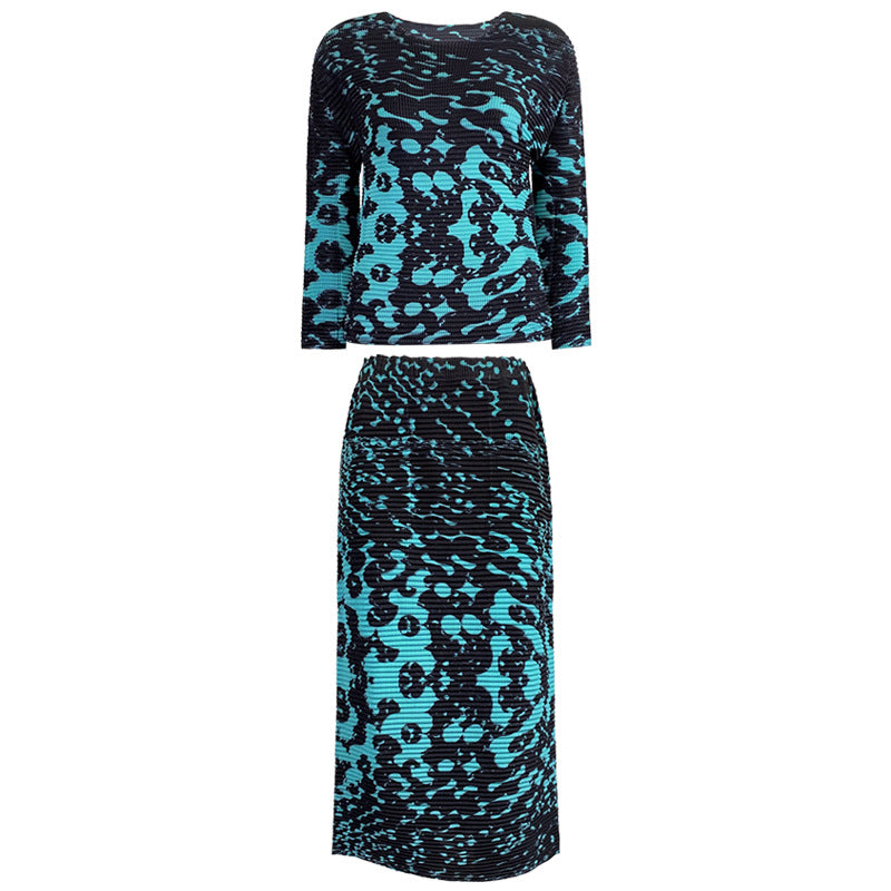 Original Suit Casual Print Top Slimming Long-Sleeve Suit Suit Skirt for Women