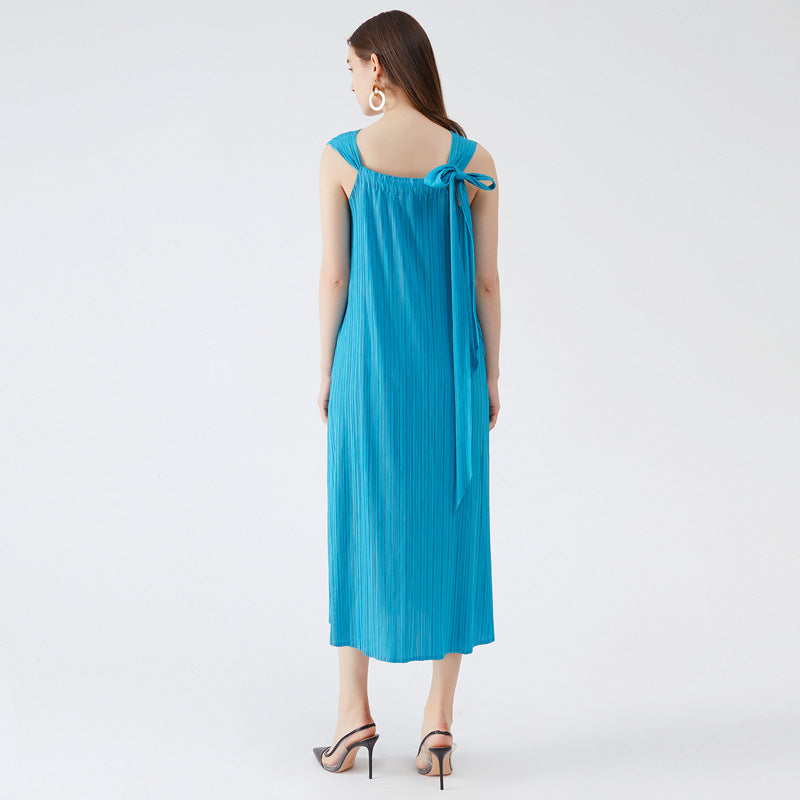 Gentle Dress Women's V-neck Design Sleeveless Dress Loose Mid-Length