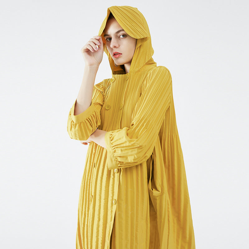 Fall South Korea Dongdaemun Baggy Coat Mid-Length Double-Breasted Trench Coat for Women