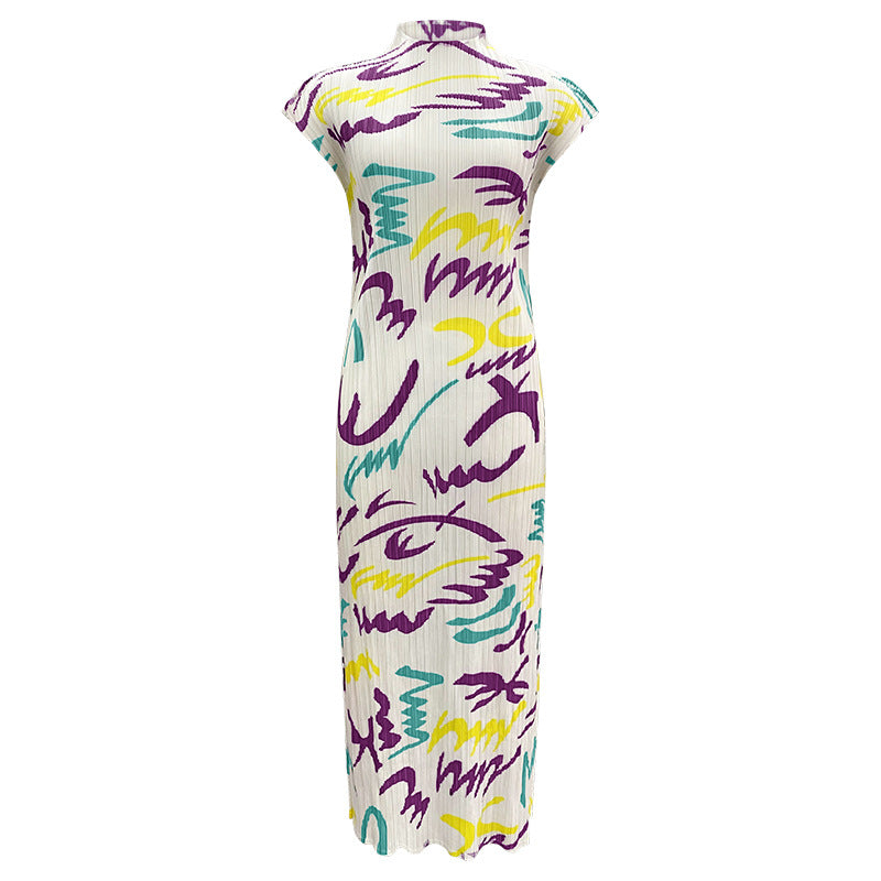 Printed Sleeveless Dress Women's Mid-Length Simple Slim Fit Bottoming Skirt