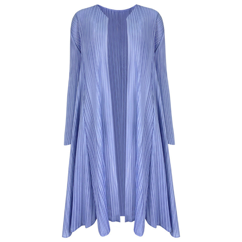 Basic Style Patchwork Cardigan Jacket Long-Sleeved Loose Comfortable Coat Women's Mid-Length