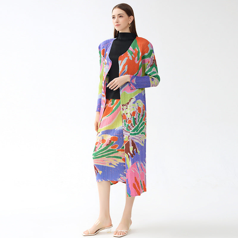 Printed Shawl Versatile Loose Graffiti Printing Classic Style Casual Jacket plus Size