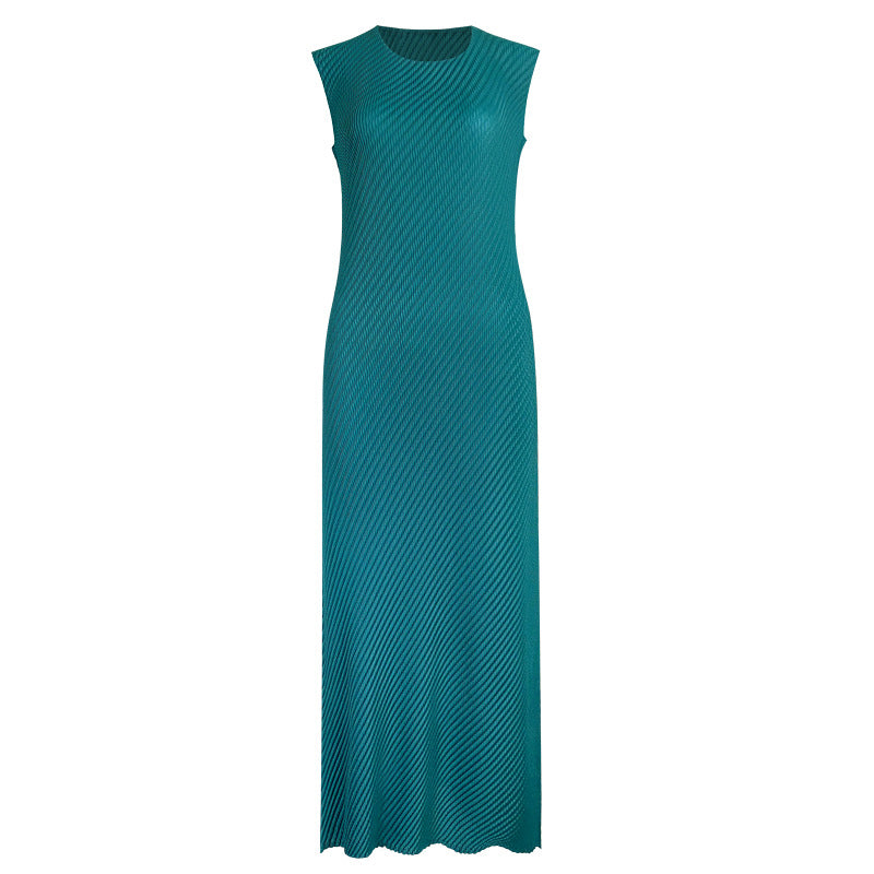 Main Line Scale Pleated Design Sense Niche Skirt Waist Slimming Mid-Length Dress Women