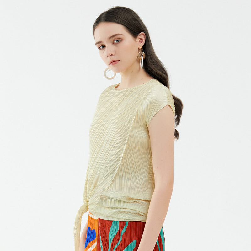 Design Casual round Neck Irregular Pullover Short Sleeve Loose T-shirt Women's Top