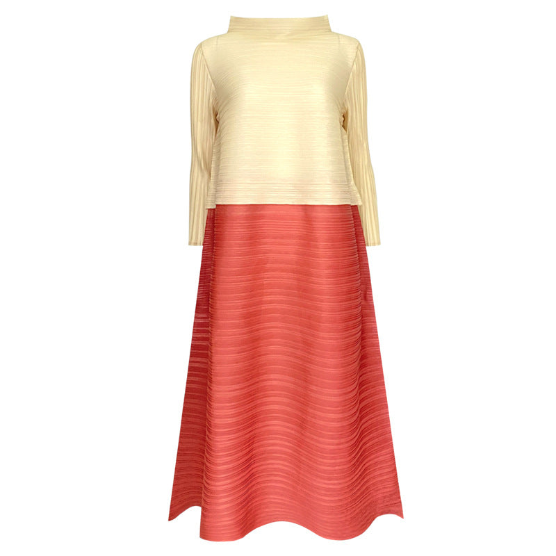 Autumn and Winter Trend Loose Casual Patchwork All-Matching Skirt Women's Mid-Length Dress