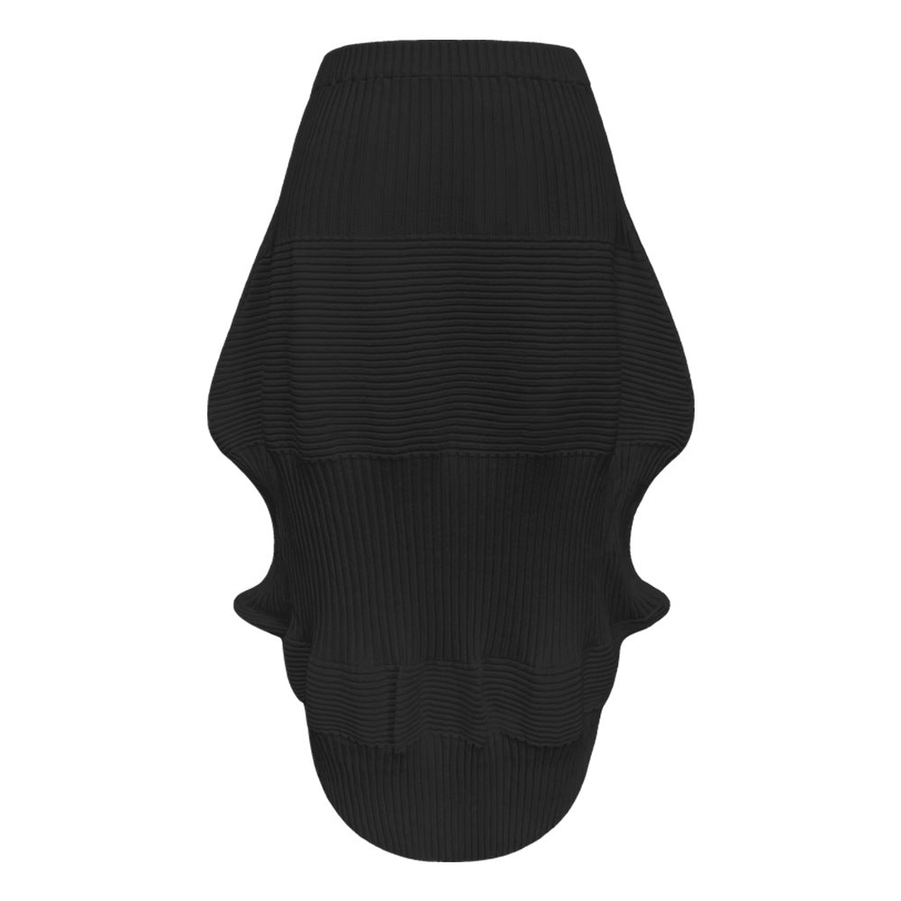 Sea Urchin Knitted Sleeveless Two-Piece Suit Women's Vest Top Bubble Skirt