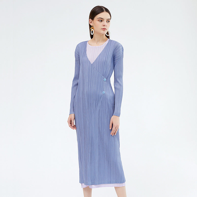 Loose Long Sleeve Trench Coat Long Solid Color Double Button Coat Cardigan for Women