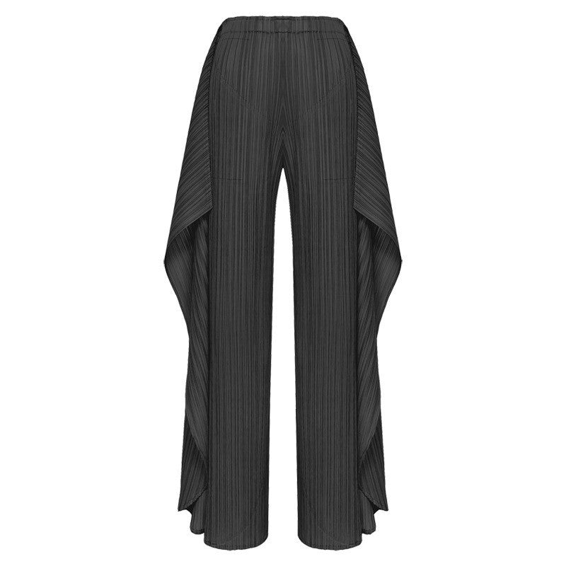 Ribbon Harem Pants Design Split Drooping Wide-Leg Pants Women's Lace-up Slimming Solid Color Trousers