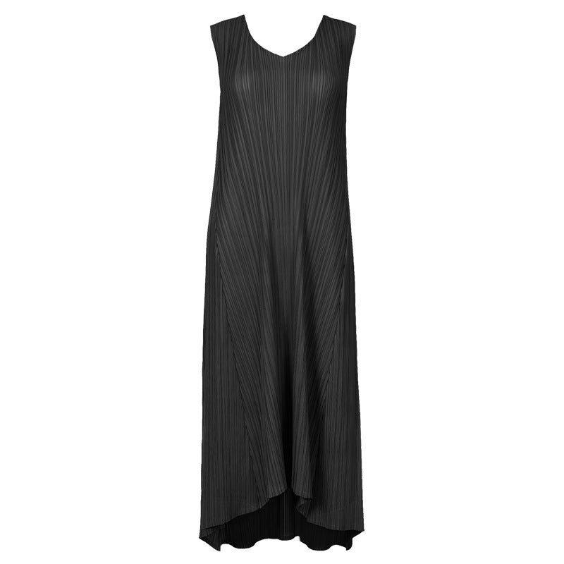 Dress Summer Women's Large Swing Waist-Controlled Lace-up Dress Elegant V-neck Sleeveless Skirt