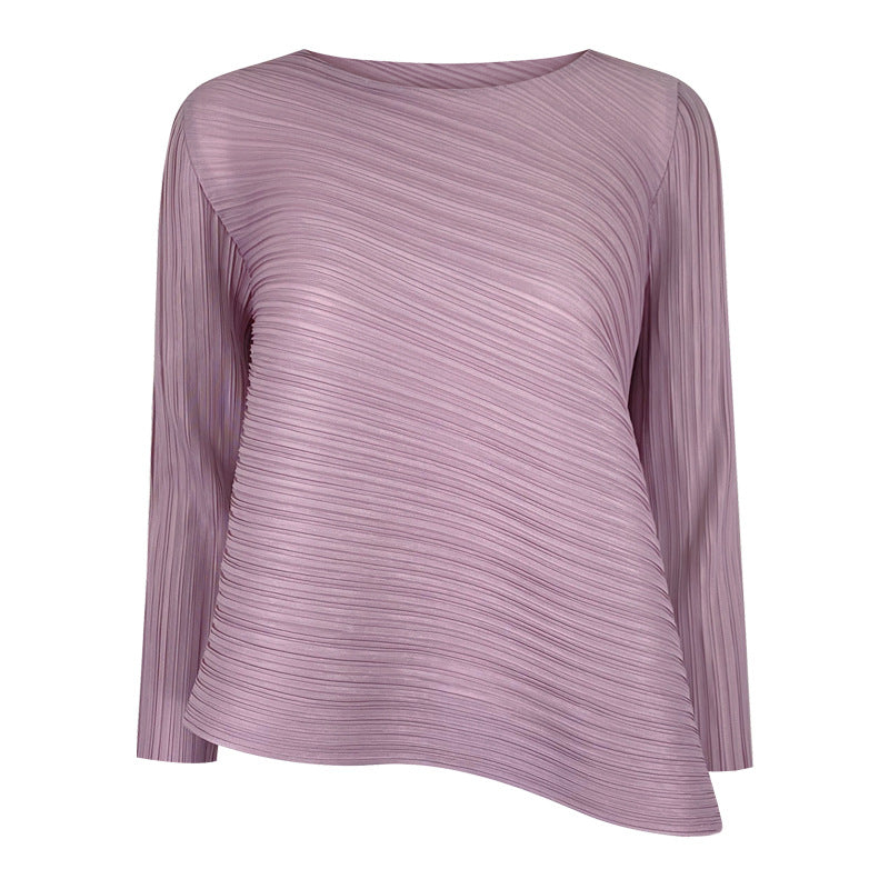 Basic Style Solid Color Long-Sleeved Top All-Match Bottoming T-shirt Women's Clothing
