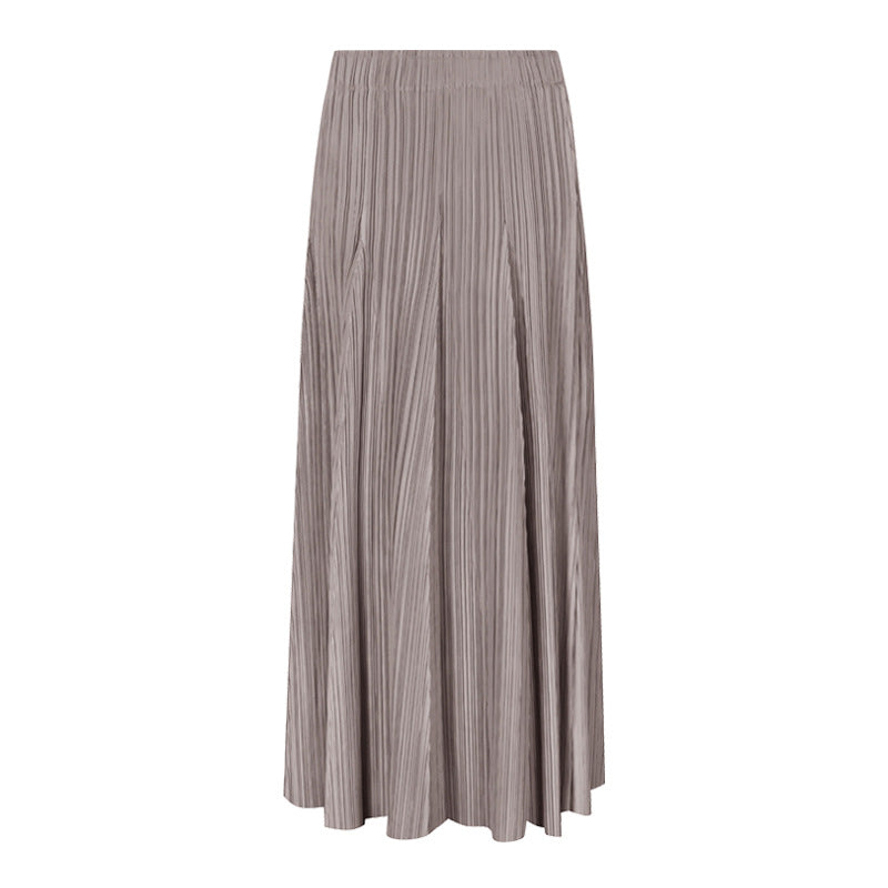 Leisure Anti-Aging Solid Skirt Women's Casual Mid-Length Patchwork Pleated Skirt Women