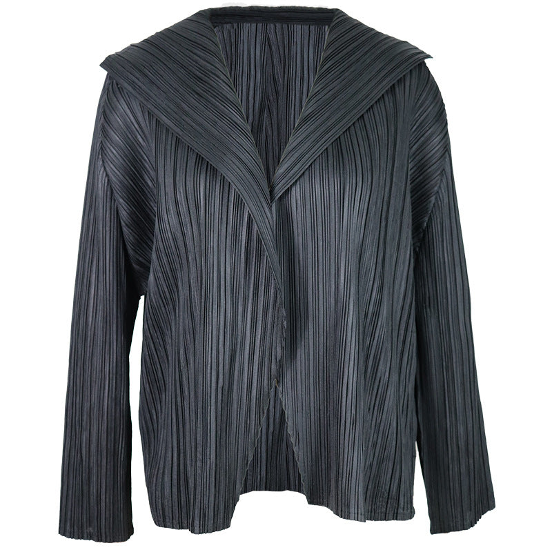 Niche Polo Collar Top Solid Color Beige Versatile Small Coat Women