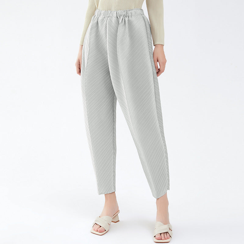 Elastic Waist Women's Winter Loose Waist Long Tapered Casual Pants Stretchy Harem Pants