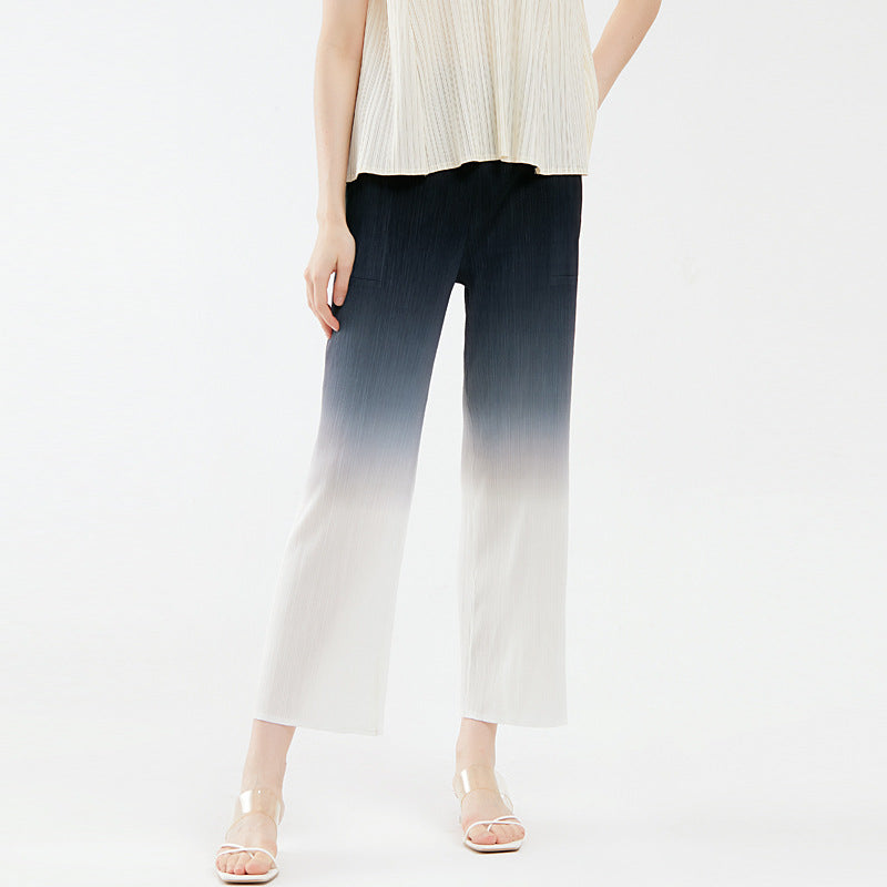 Nanyou Casual Versatile Slimming Pleated Straight-Leg Pants Women's Cropped Pants