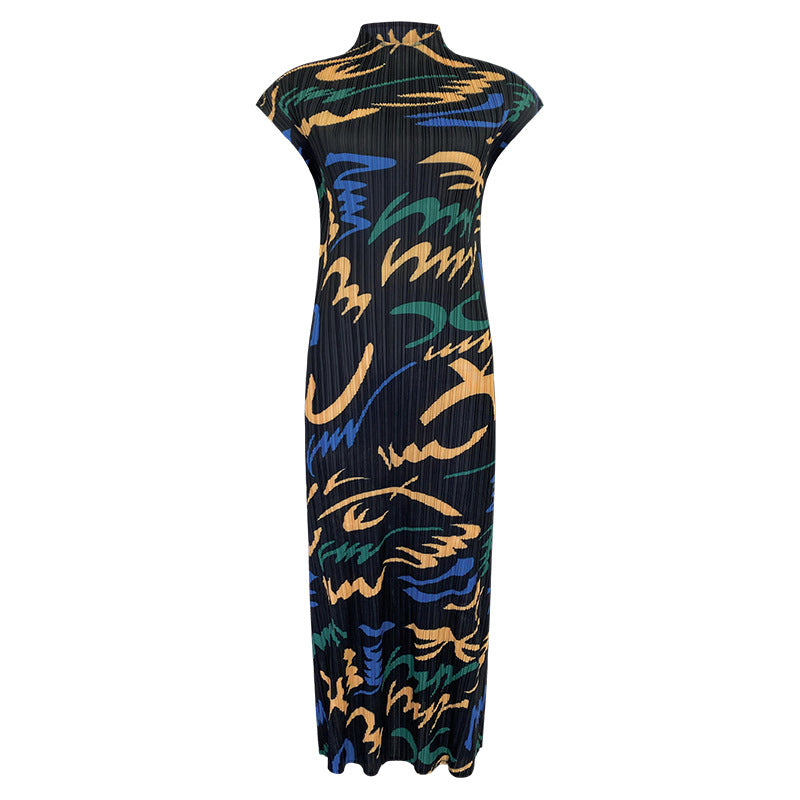 Printed Sleeveless Dress Women's Mid-Length Simple Slim Fit Bottoming Skirt