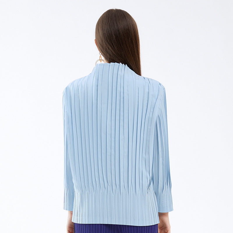 Collar Thin Cam Buckle Windbreaker Women's Wild Coat Pleated Cardigan