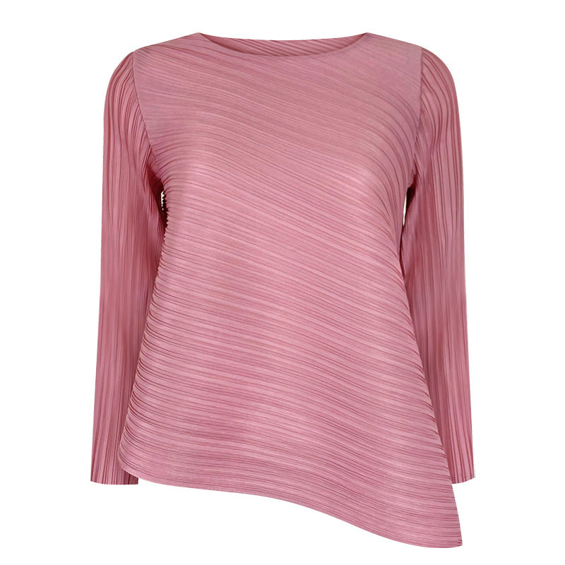 Basic Style Solid Color Long-Sleeved Top All-Match Bottoming T-shirt Women's Clothing