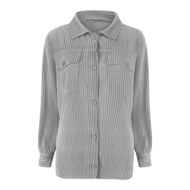 Casual Solid Color Shirt Women's Design Slim Fit Slimming Long Sleeves Women's Shirt