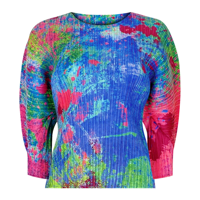 Printing Suit Women's Slim Hand-Painted Long-Sleeved Top Casual Pants Come to Two-Piece Suit Women