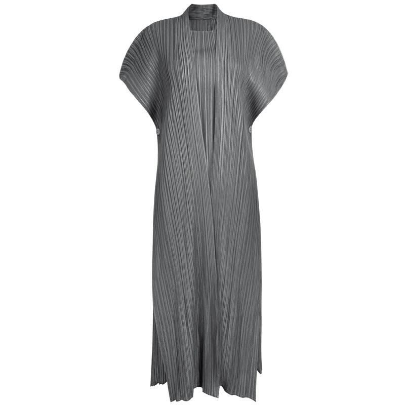 Elegant Mid-Length Pleated Skirt Design Double-Layer Stitching Dress Women