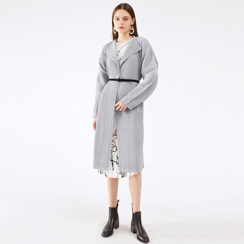 Leisure Cargo plus Coat Solid Color Pleated Raglan Sleeve Women's Trench Coat