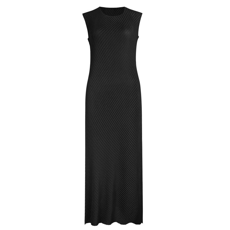 Main Line Scale Pleated Design Sense Niche Skirt Waist Slimming Mid-Length Dress Women