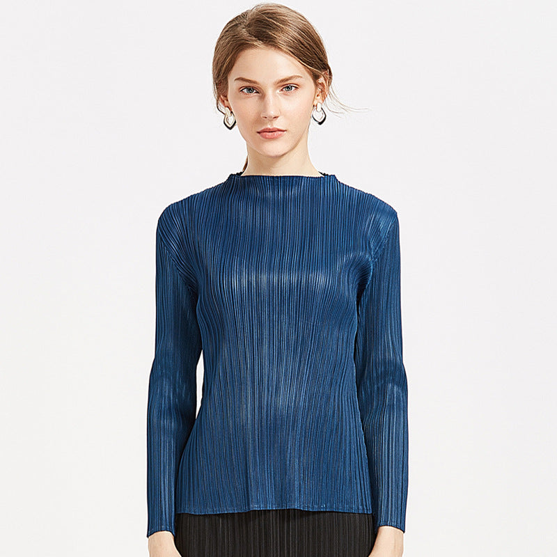 Simple Classic Long-Sleeved Top Women's Stand-up Collar Long Sleeve Shirt T-shirt