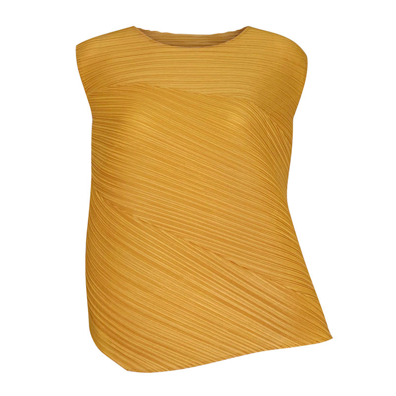 Irregular Design Simple Sleeveless round Neck Shirt Women's Vest Inner Wear