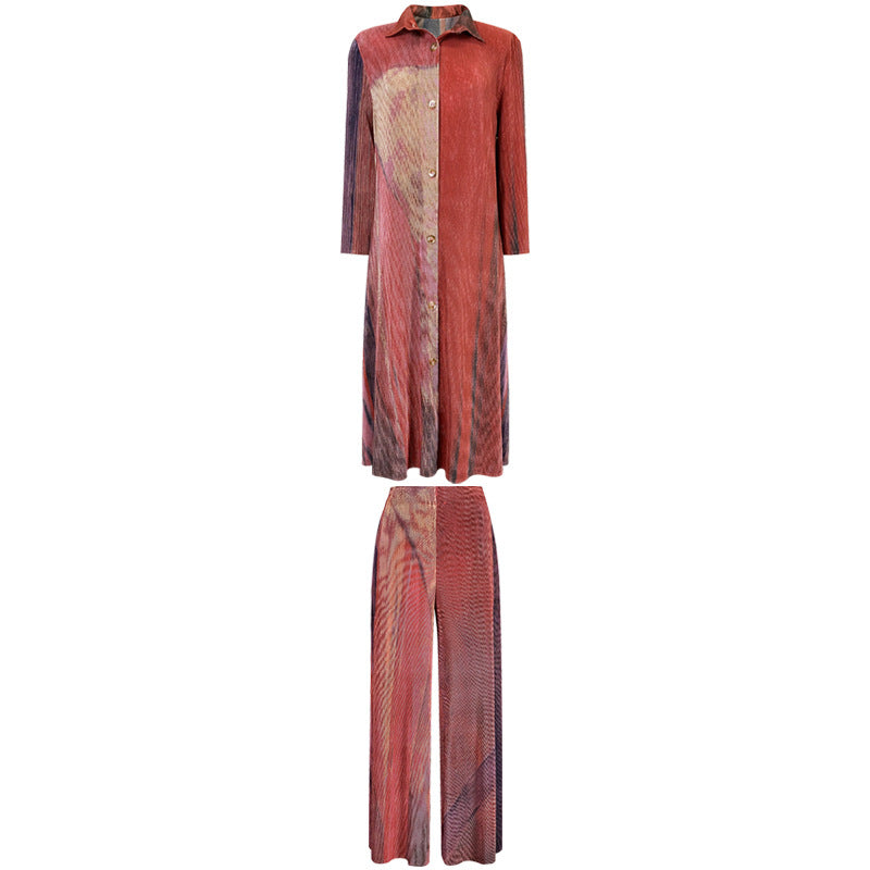 Personalized Printed Dress Women's Slimming Elegant Comfortable Design Wide-Leg Pants Suit Two-Piece Set