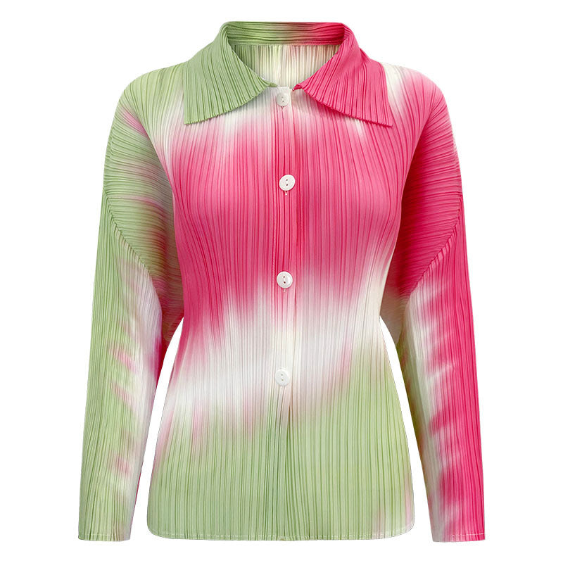 Gradient Slim Slimming round Neck Women's Two-Piece Dress Long-Sleeved Jacket A- line Skirt