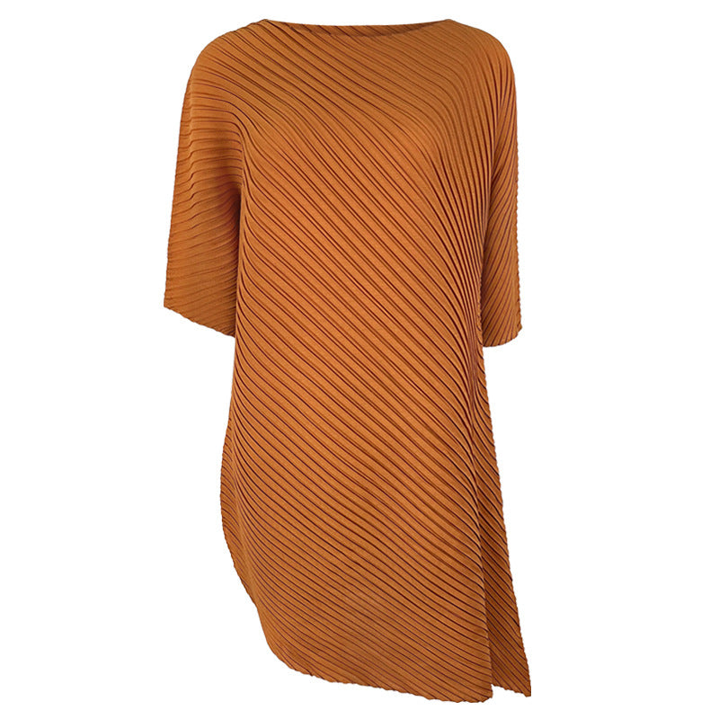 off-Shoulder Collar Irregular Top Women's Design Sense Niche Loose Three-Quarter-Length-Sleeved T-shirt Women