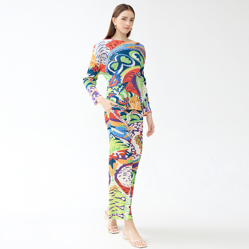 Clothing Painted Classic Style Long-Sleeve Suit Female Loose Two-Piece Suit Fashion