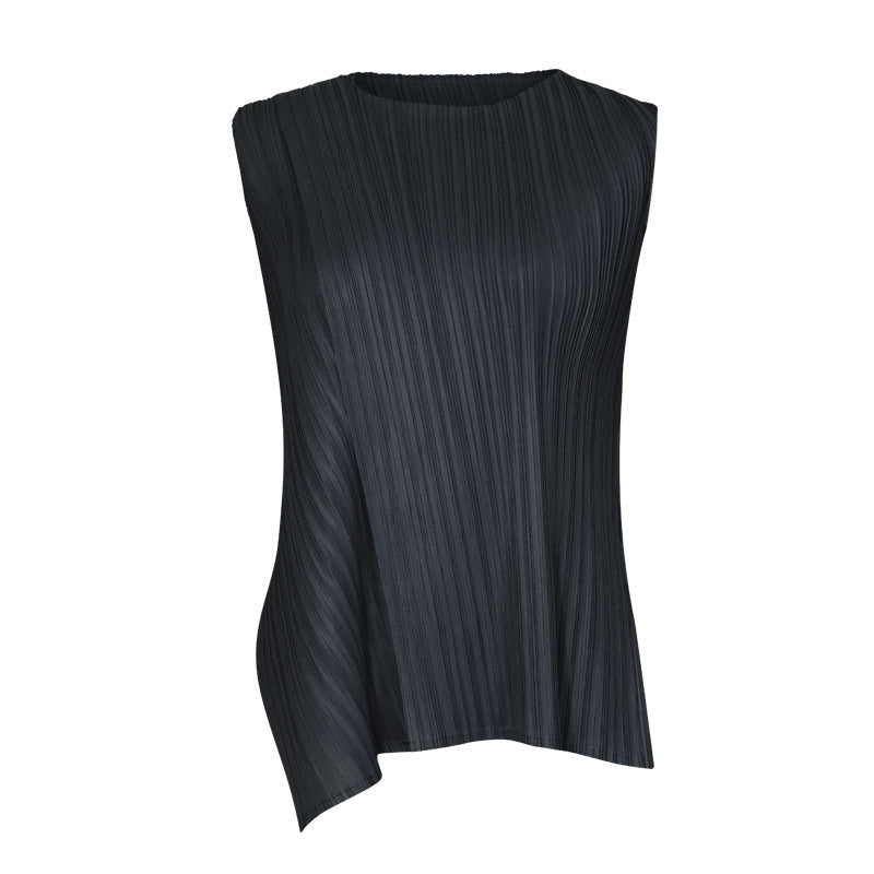 Double-Layer Top Vest Casual Wide-Leg Pants Irregular Fake Two-Piece Suit Women