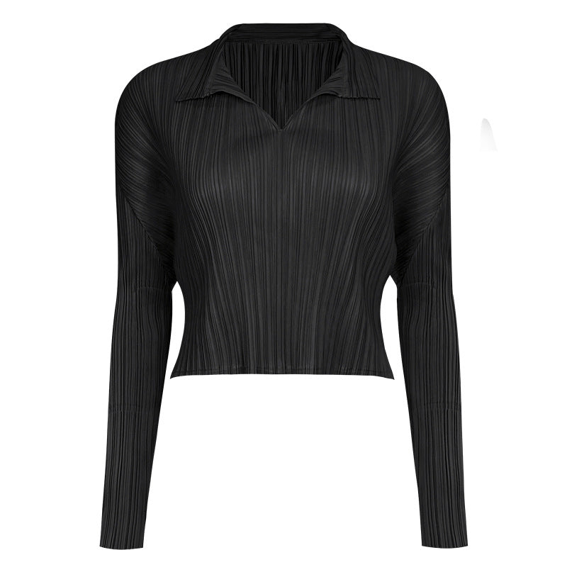 Design Temperament Fashion Top Cropped Long Sleeves T-shirt for Women