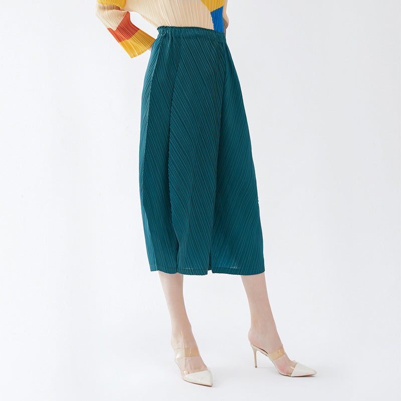 Bloomers Korean Style Waist Wide Leg Loose Solid Color Casual Medium Long Trousers Women