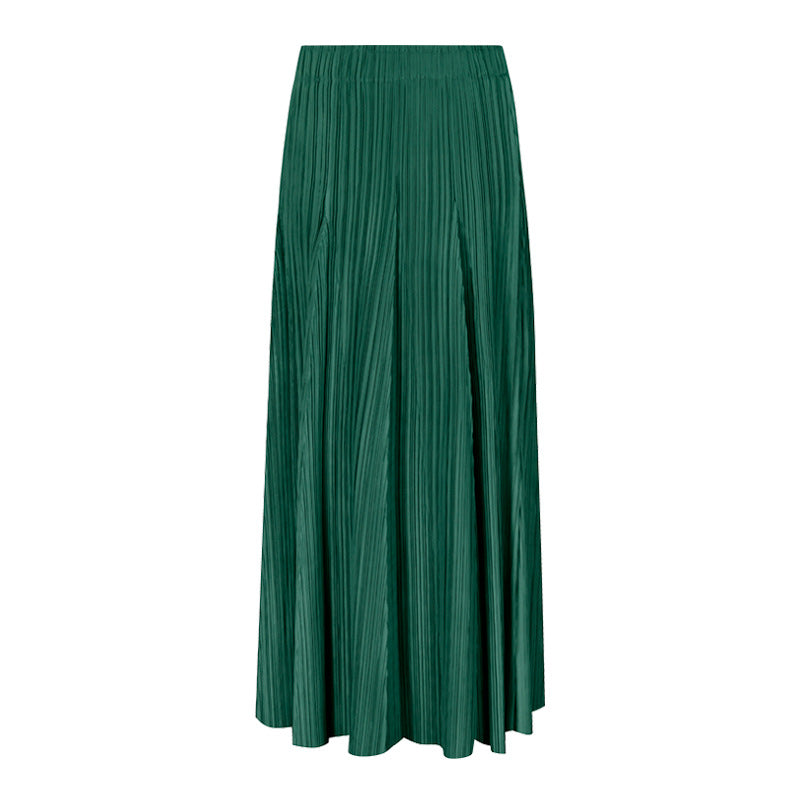 Leisure Anti-Aging Solid Skirt Women's Casual Mid-Length Patchwork Pleated Skirt Women