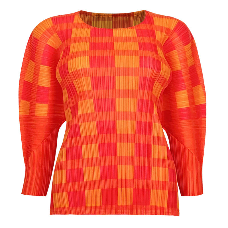 Plaid Printed Suit Women's Elegant Long Sleeve Top Straight Skirt Two-Piece Suit