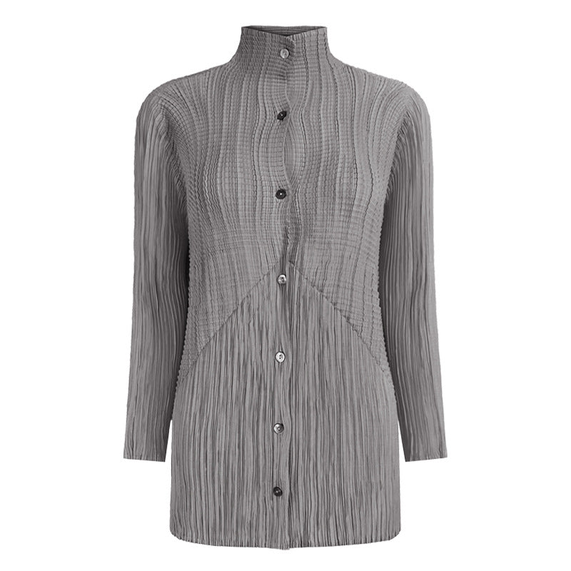 Long Sleeve Peplum Top Simple Solid Color Shirt Women's Loose Tencel Cardigan Jacket