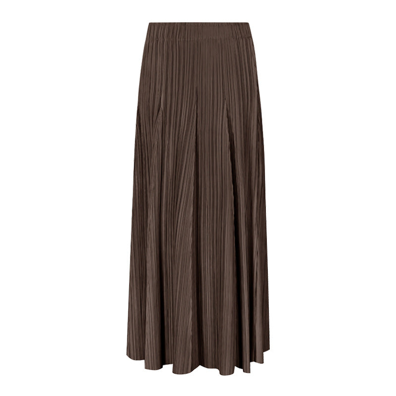 Leisure Anti-Aging Solid Skirt Women's Casual Mid-Length Patchwork Pleated Skirt Women