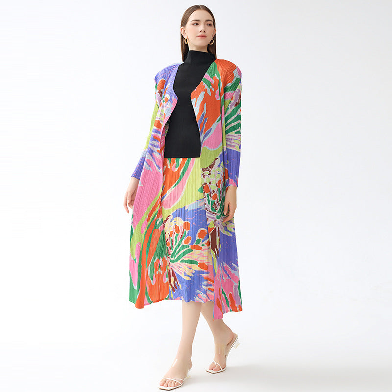 Printed Shawl Versatile Loose Graffiti Printing Classic Style Casual Jacket plus Size