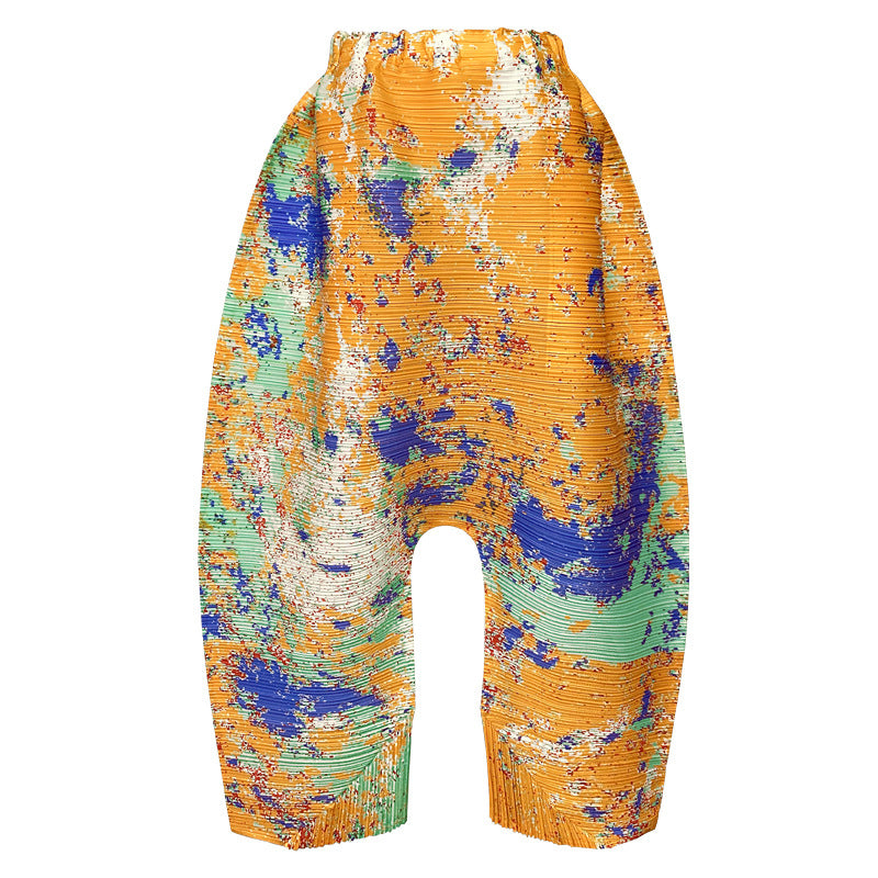 Printing Suit Loose Top All-Match Wide Leg Pants Harem Pants Two-Piece Set for Women