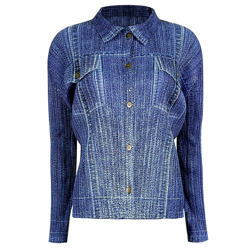Denim Denim Shirt Women's Autumn Thin Top Slim Fit Skirt Net Infrared Match Suit Women