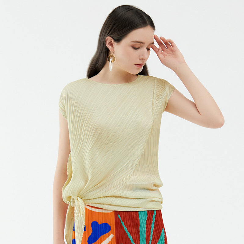 Design Casual round Neck Irregular Pullover Short Sleeve Loose T-shirt Women's Top