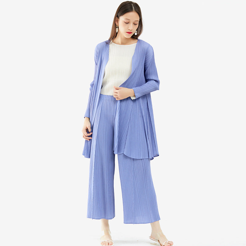 Basic Style Patchwork Cardigan Jacket Long-Sleeved Loose Comfortable Coat Women's Mid-Length