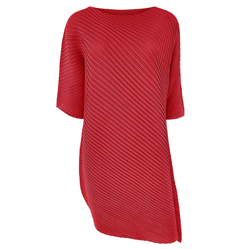 off-Shoulder Collar Irregular Top Women's Design Sense Niche Loose Three-Quarter-Length-Sleeved T-shirt Women