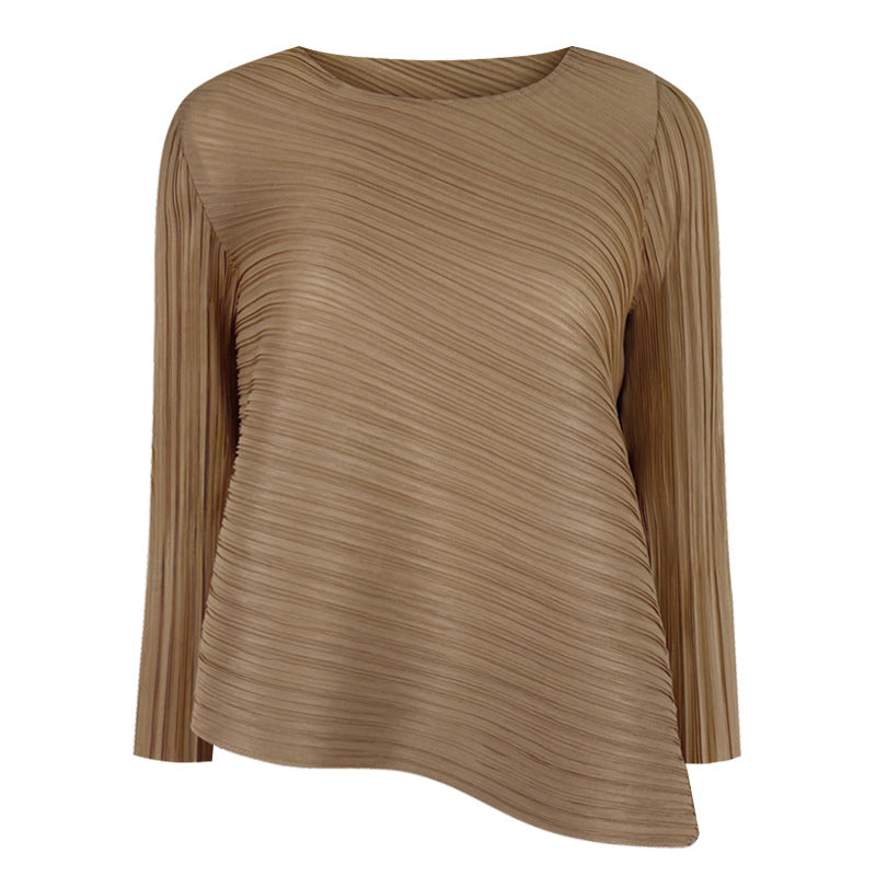 Basic Style Solid Color Long-Sleeved Top All-Match Bottoming T-shirt Women's Clothing